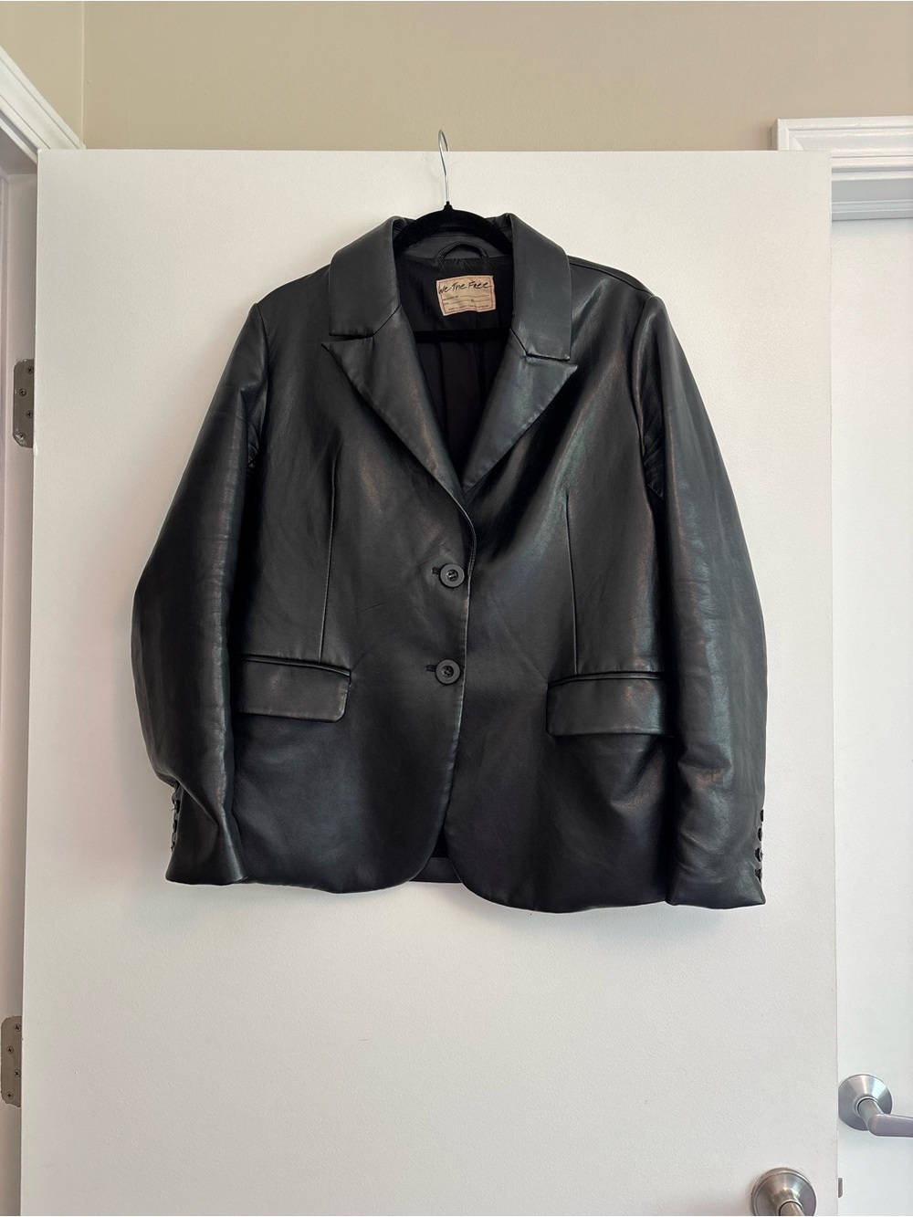 Free People Vintage-Inspired Black Leather Blazer